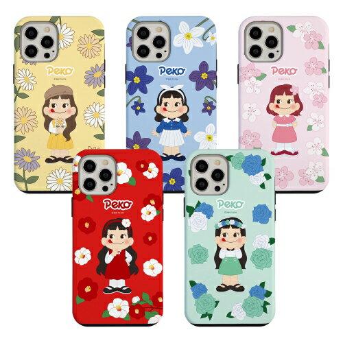 CQ Pペコ 不二家ミルキー iPhone Galaxy ケース カバー スマホケース Peko Flower Pattern Girl アーマー