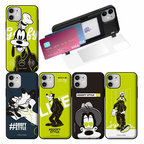 TR ディズニー グーフィー iPhone Galaxy マグネット カード ドア バンパー ケース カバー スマホケース Disney Goofy Card Mirror Bumper IC Suica カード収納可能