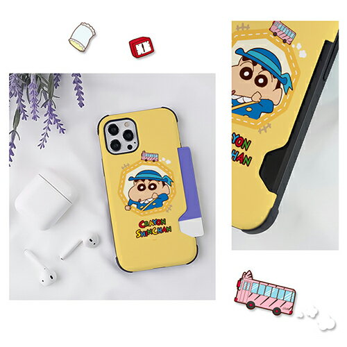 CQ Crayon Shinchan クレヨンしんちゃん Big Frame Card Double Bumper IC Suica カード収納可能 iPhone Galaxy カバー スマホケース