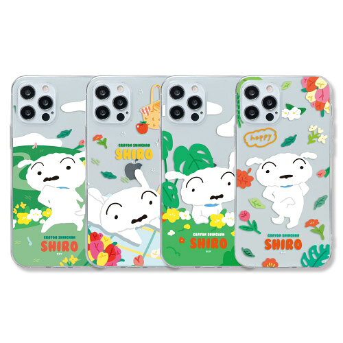 CQ クレヨンしんちゃん シロ ガーデン iPhone Galaxy 透明ゼリー ケース カバー スマホケース Crayon Shinchan Clear Jelly