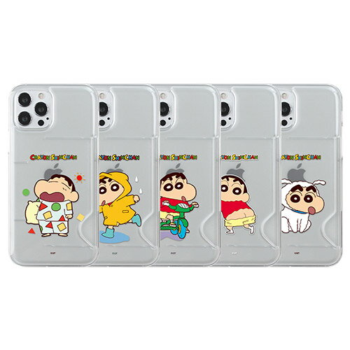 CQ クレヨンしんちゃん iPhone Galaxy ケース カバー スマホケース CHARMING 半透明 CARD HARD ICカード Suica カード収納可能