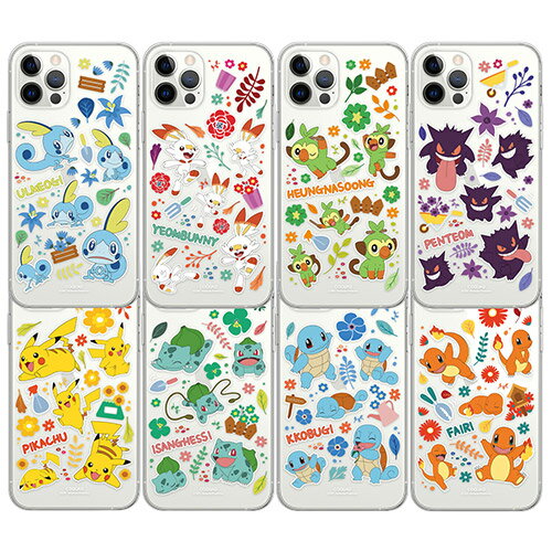 OC ポケモン ガーデン ステッカー iPhone Galaxy 透明ゼリー ケース カバー スマホケース POKEMON GARDEN STICKER Clear Jelly