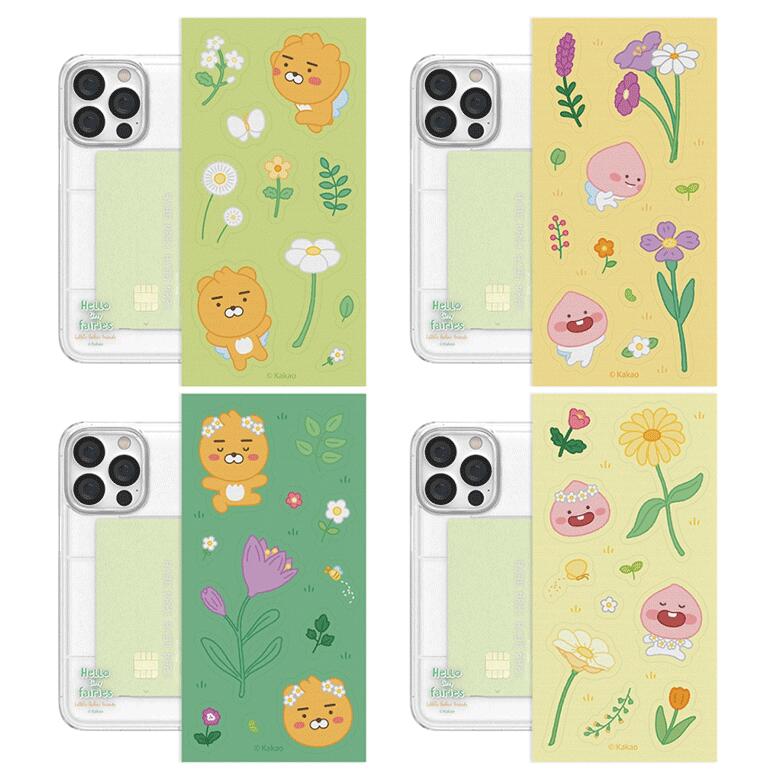 S2 カカオフレンズ iPhone Galaxy ケース カバー スマホケース LITTLE KAKAO FRIENDS HELLO TINY FAIRIES 抗菌デコシール 半透明 SLIM CARD Case