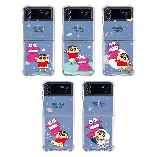 CQ クレヨンしんちゃん チョコビ ワニ ギャラクシー Z フリップ 3 4 5 バンパー ゼリー ハード ケース カバー スマホケース