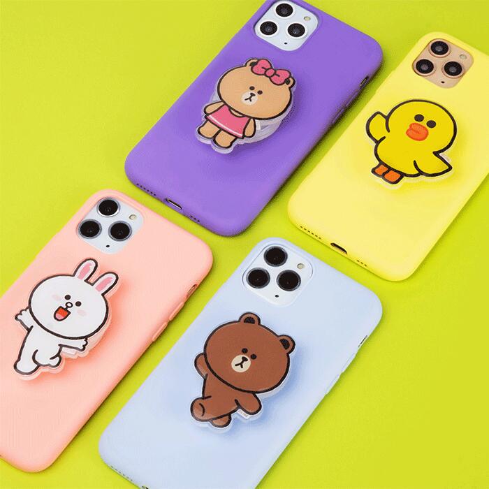 S2 ラインフレンズ ゼリー グリップ ホルダー スマホグリップ スマホスタンド かわいい グリップホルダー スマホリング シンプル スタンド ホルダー 落下防止 携帯スタンド スマホ グリップスタンド LINE FRIENDS JELLY GRIP HOLDERのサムネイル