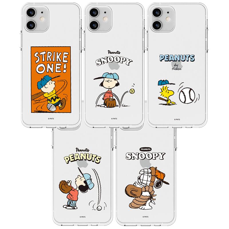 79 ピーナッツ スヌーピー ベースボール iPhone Galaxy 透明ゼリー ケース カバー スマホケース PEANUTS SNOOPY BASEBALL CLEAR JELLY