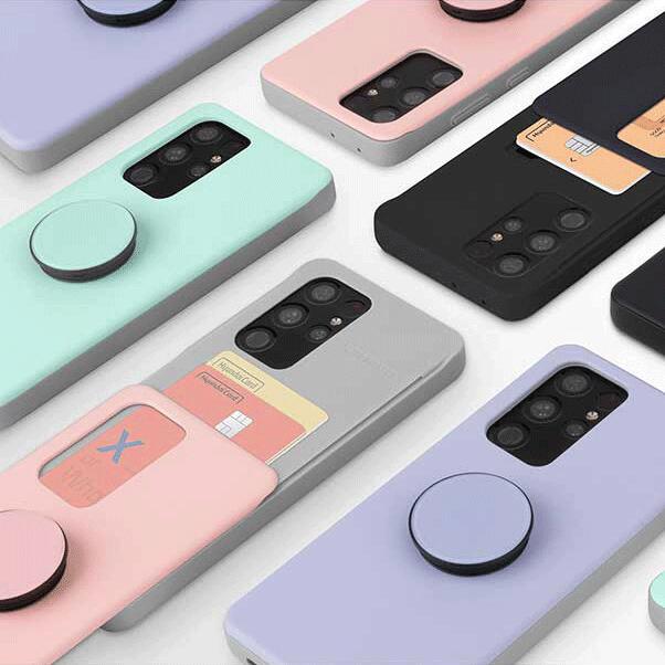 MC マカロン グリップ スライド iPhone Galaxy カード ケース カバー スマホケース スマホスタンド かわいい グリップホルダー スマホリング シンプル スタンド ホルダー 落下防止 携帯スタンド スマホ グリップスタンド カード2枚が収納できる実用性