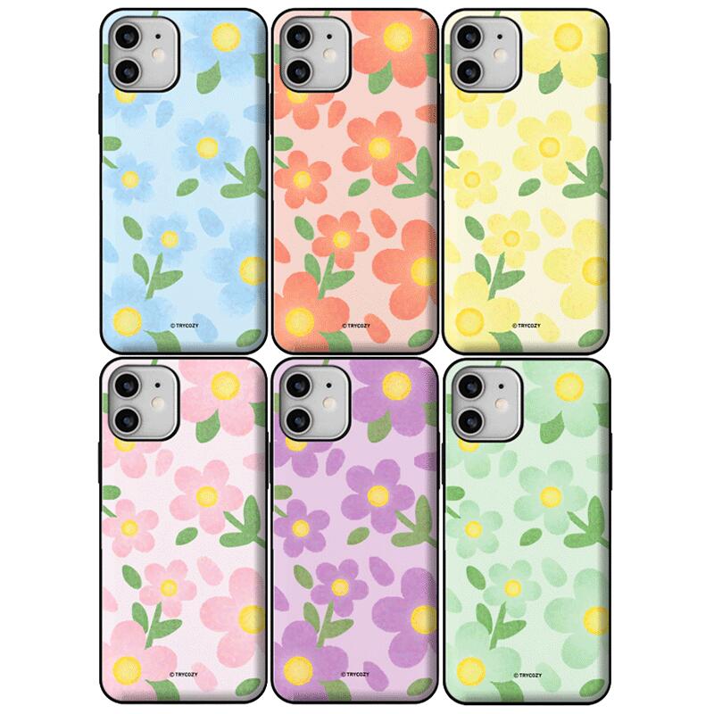 TR フラワードローイング iPhone Galaxy マグネット カード ドア バンパー ケース カバー スマホケース FLOWER DRAWING MAGNET CARD DOOR BUMPER CASE COVER カード2枚が収納できる実用性 ミラーが入っております。
