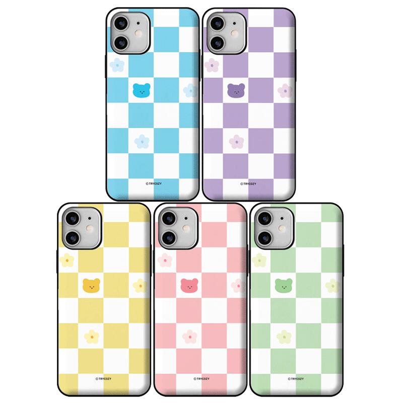 TR スイートベアパターン iPhone Galaxy マグネット カード ドア バンパー ケース カバー スマホケース SWEET BEAR PATTERN MAGNET CARD DOOR BUMPER カード2枚が収納できる実用性 ミラーが入っております。