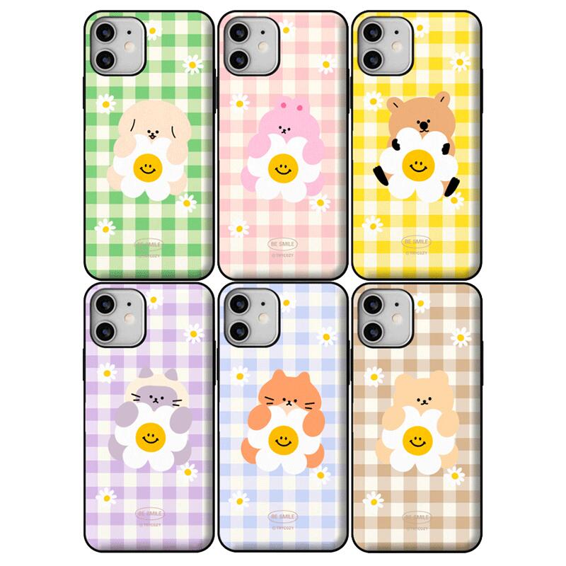 TR 動物デージーチェック iPhone Galaxy マグネット カード ドア バンパー ケース カバー スマホケース ANIMAL DAISY CHECK MAGNET CARD DOOR BUMPER カード2枚が収納できる実用性 ミラーが入っております。