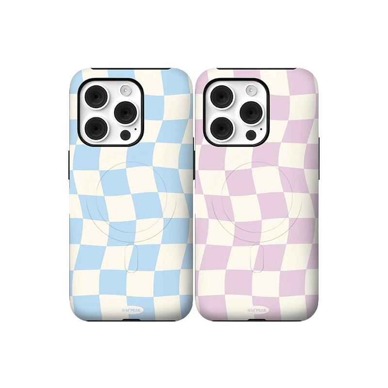ウエーブ チェッカボード iPhone Galaxy Magsafe 対応 タフ ケース カバー スマホケース WAVE CHECKBOARD MagSafe TOUGH Case Cover MP