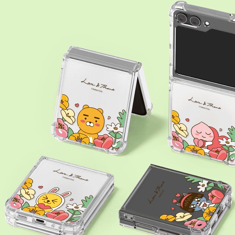카카오프렌즈 갤럭시 Z 플립 6 러브 앤 선크스 방탄 케이스 커버 스마트폰 케이스 KAKAO FRIENDS LOVE AND THANKS Galaxy Z Flip 6 GELL HARD CASE COVER S2