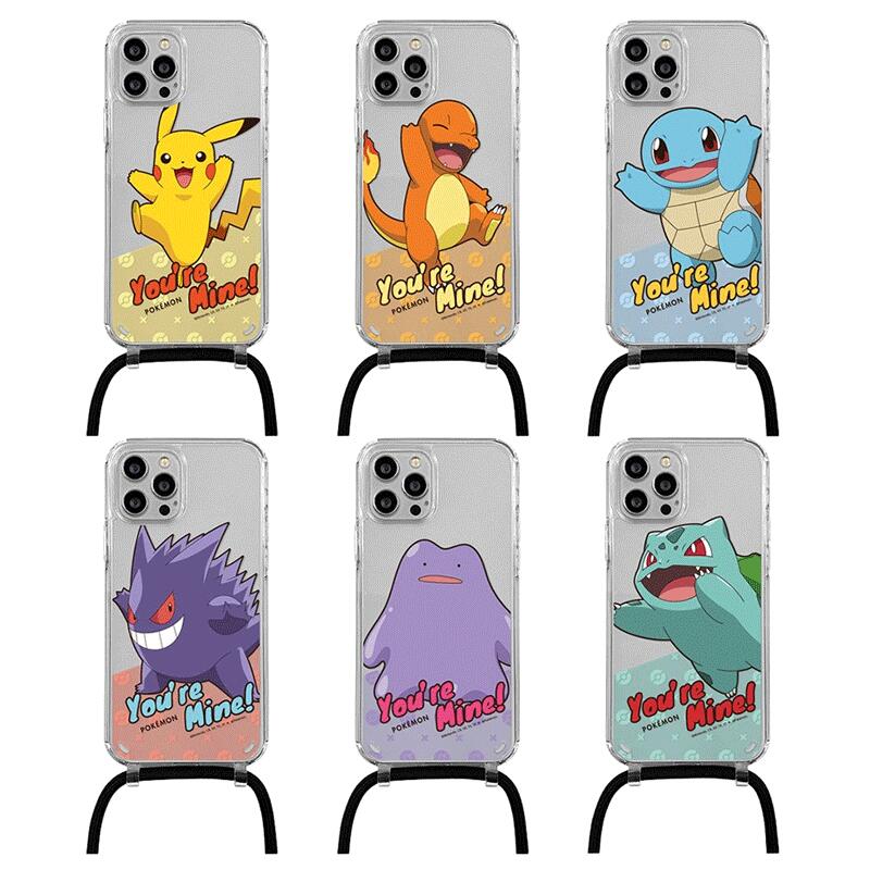 ポケモン iPhone Galaxy わたしのものよ ストラップ 防弾 ケース カバー スマホケース ストラップホルダー スマホ ショルダーストラップ スマートフォン おしゃれ 首掛け POKEMON YOU ARE MINE Strap Gell Hard Case Cover OC
