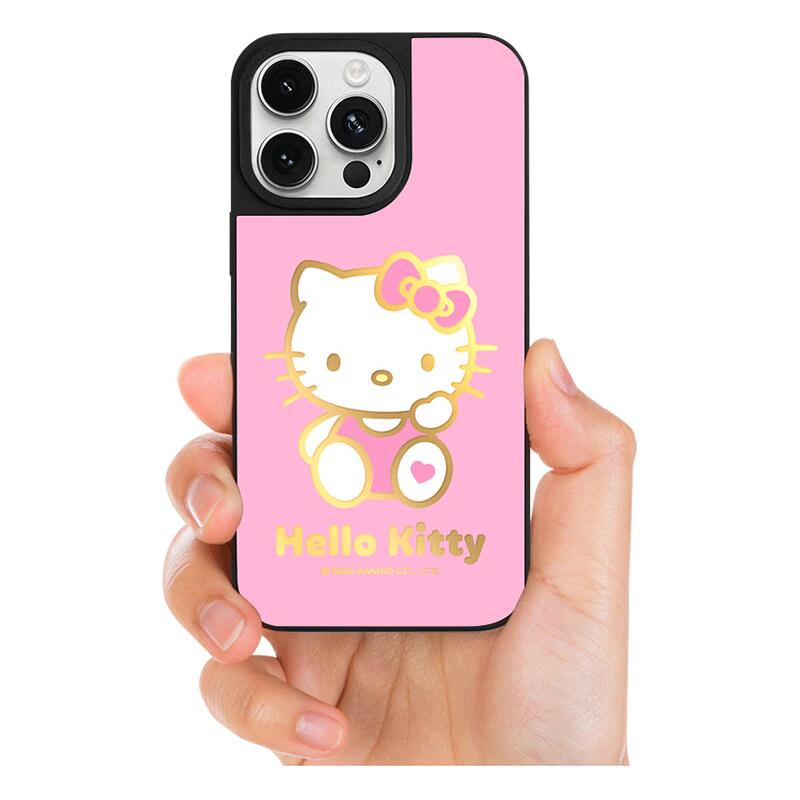サンリオ ハローキティiPhone Galaxy シンプル ミラー ブラック ケース カバー ス...