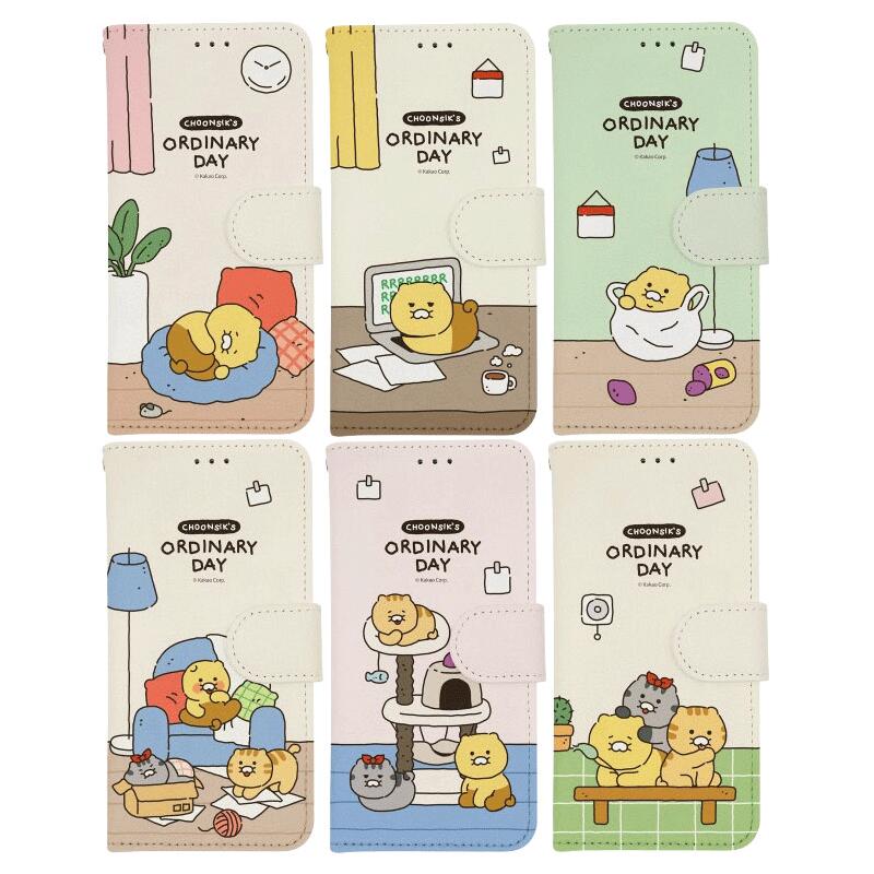 カカオフレンズ チュンシク iPhone Galaxy オーディナリーデイ 手帳型 ケース カバー スマホケース KAKAO FRIENDS CHOONSIK ORDINARY DAY DIARY CASE S2