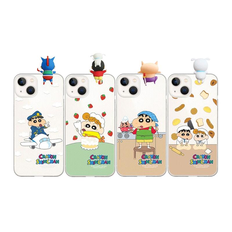 クレヨンしんちゃん 職業 フィギュア iPhone Galaxy 透明ゼリー ケース カバー スマホケース Crayon Shinchan JOB Design Figure Clear Jelly Case Cover FIX