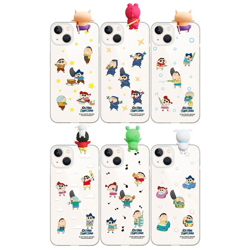 クレヨンしんちゃん カスカベ防衛隊 フィギュア iPhone Galaxy 透明ゼリー ケース カバー スマホケース Crayon Shinchan TTOEGIP BANGBEOMDAE Design Figure Clear Jelly Case Cover FIX