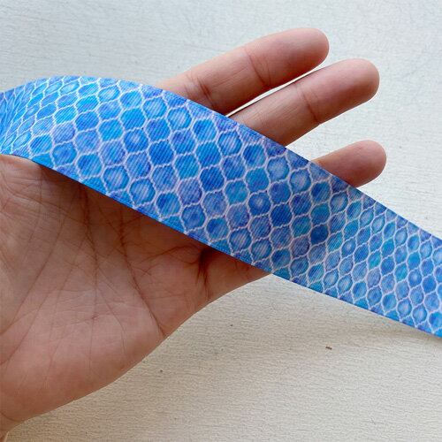 グログラン [1m計り売り]グログランリボン 38mm モロッカン柄ブルー