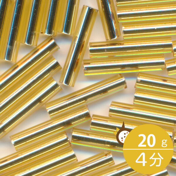 MIYUKI 竹ビーズ 4分 2.4x12mm #3(#91) ゴールド(金茶銀引) 20グラムバラ 約180粒入り ミユキビーズ 1