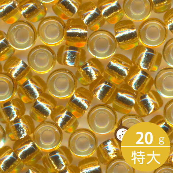 MIYUKI シードビーズ 特大 6/0 約4mm #3(#132S) ゴールド(金茶銀引) 20グラムバラ 約240粒入り ミユキビーズ