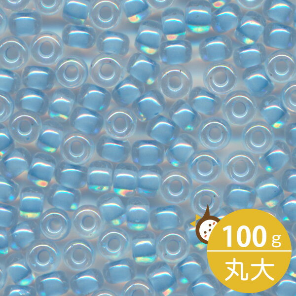 MIYUKI シードビーズ 丸大 8/0 約3mm 221( 782) スカイブルーライン(クリスタル中染ラスター) 100グラムバラ (20グラムパック×5個) 約3,900粒入り ミユキビーズ