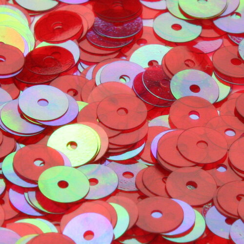 ウォッシャブル スパンコール スパングル 平丸 4mm レッド 透明アイリス