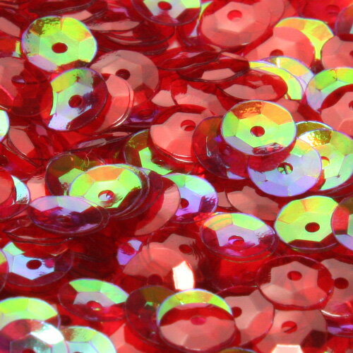 ウォッシャブル スパンコール スパングル 亀甲 4mm レッド 透明アイリス