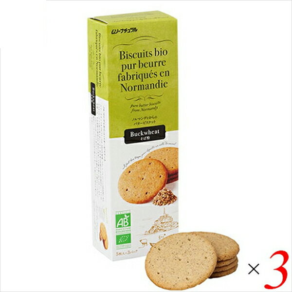 【BF限定!100円クーポン!学割2倍!】ビスケット クッキー お菓子 フランス産バタービスケット そば粉120g 3個セット ムソーナチュラル