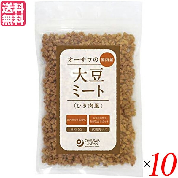 【マラソン限定!ポイント2倍!100円クーポン!】大豆ミート 国産 大豆肉 オーサワの国内産大豆ミート(ひき肉風)100g 10袋セット 送料無料