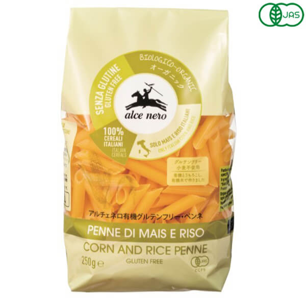 アルチェネロ 有機グルテンフリー・ペンネ は、 有機農法で育てられたイタリア産の有機とうもろこしと有機米が原料です。 穀物のやわらかな甘さのあるモチっとした食感で、通常のパスタ同様の調理方法で楽しめます。（小麦不使用・グルテンを含みません） ・ゆで時間：10〜12分 有機JAS、EU有機認定商品。 ＜アルチェネロ＞ アルチェネロは1978年、イタリアに誕生し、化学肥料に頼らず、人と自然の力のみで作物を育てる有機農法をいち早く取り入れ実践してまいりました。 アルチェネロはイタリアの各地に点在する農家や農協と強く結ばれています。 そのネットワークを生かし、雑味のないおいしさをそのまま皆様の食卓にお届けできるよう、それぞれの素材に適した土地で大切に育てられた大地の産物を原材料としてパスタ、トマトソース、オリーブオイル、ビネガーなどを製造しています。 その結果、今日イタリアではもちろんのこと、ヨーロッパでも屈指のオーガニック・ブランドへと成長を遂げました。 また新たな試みとして、フェアトレード商品の開発・販売にも力を注いでいます。 「オーガニックだから食べるのではなく、食べたらおいしいオーガニックだった」、それがアルチェネロです。 ■商品名：ペンネ パスタ グルテンフリー アルチェネロ 有機 オーガニック とうもろこし 米 小麦不使用 食感 ■内容量：250g ■原材料名：有機とうもろこし粉、有機米粉 ■メーカー或いは販売者：アルチェネロ ■賞味期限：納品後3ヶ月以上 ■保存方法：直射日光、高温多湿を避けて保存してください。 ■区分：食品 有機JAS ■製造国：イタリア【免責事項】 ※記載の賞味期限は製造日からの日数です。実際の期日についてはお問い合わせください。 ※自社サイトと在庫を共有しているためタイミングによっては欠品、お取り寄せ、キャンセルとなる場合がございます。 ※商品リニューアル等により、パッケージや商品内容がお届け商品と一部異なる場合がございます。 ※メール便はポスト投函です。代引きはご利用できません。厚み制限（3cm以下）があるため簡易包装となります。 外装ダメージについては免責とさせていただきます。