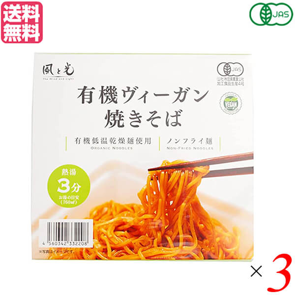 【スーパーSALE！ポイント6倍！】焼きそば カップ焼きそば ビーガン 風と光 有機ヴィーガン焼きそば 101g 3個セット 送料無料