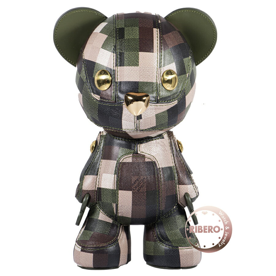 LOUIS VUITTON ルイ・ヴィトン ルイ ダモフラージュ GI0993 オブジェ テディベア クマ ぬいぐるみ グリーン カーキ【中古】