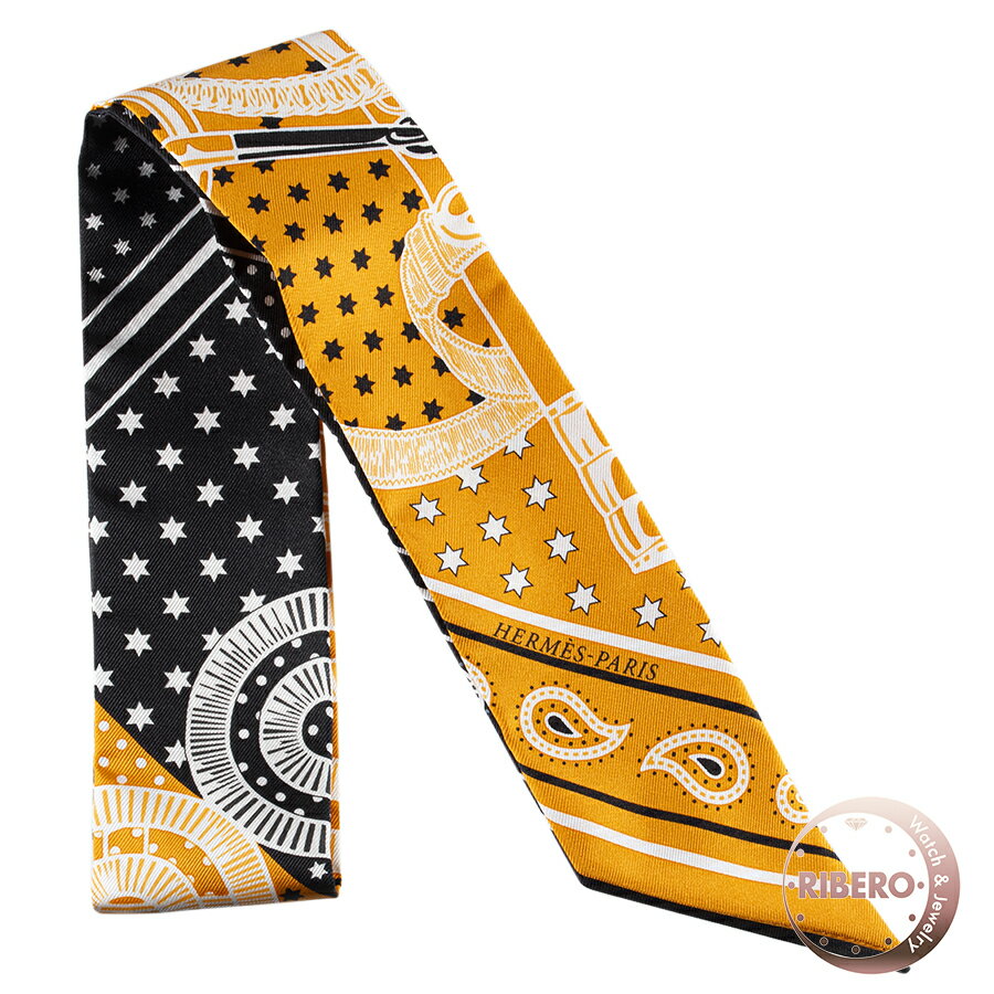 HERMES エルメス Eperon d'Or Cut エプロンドール カット 063063S ツイリー スカーフ オレンジ ブラック【中古】