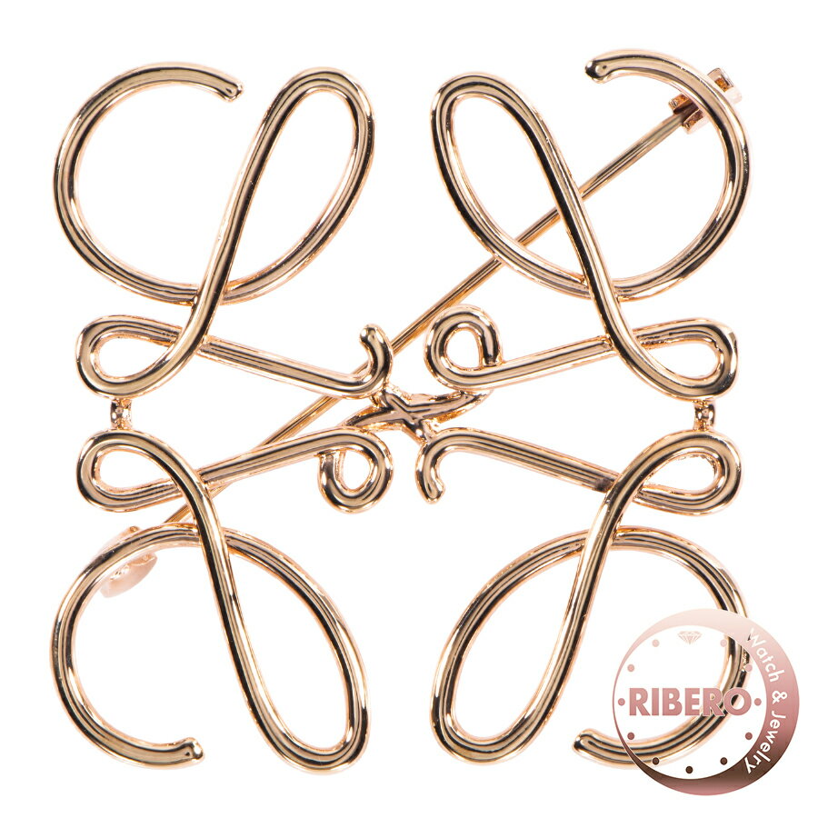 LOEWE ロエベ アナグラム 111.27.027 ブローチ ピンク ゴールド【中古】