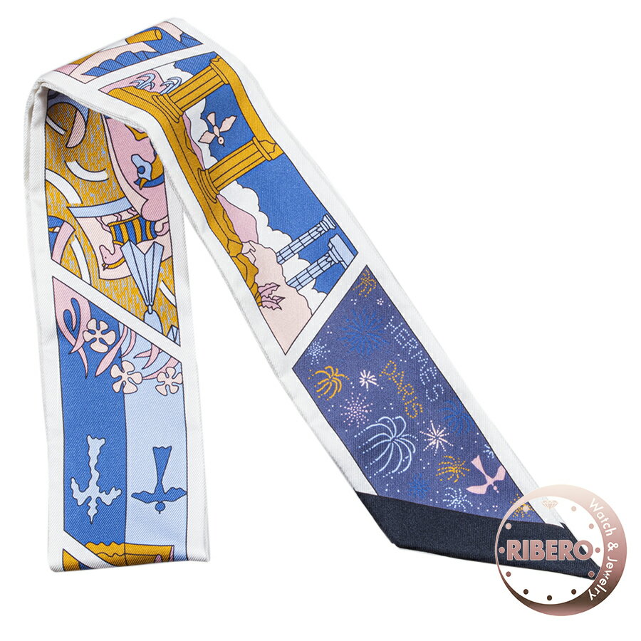 乐天商城 - HERMES エルメス ツイリー HERMES Factory Suite エルメスファクトリースーツ 063975S 09 スカーフ 2023SS シルク ブルー ピンク【中古】