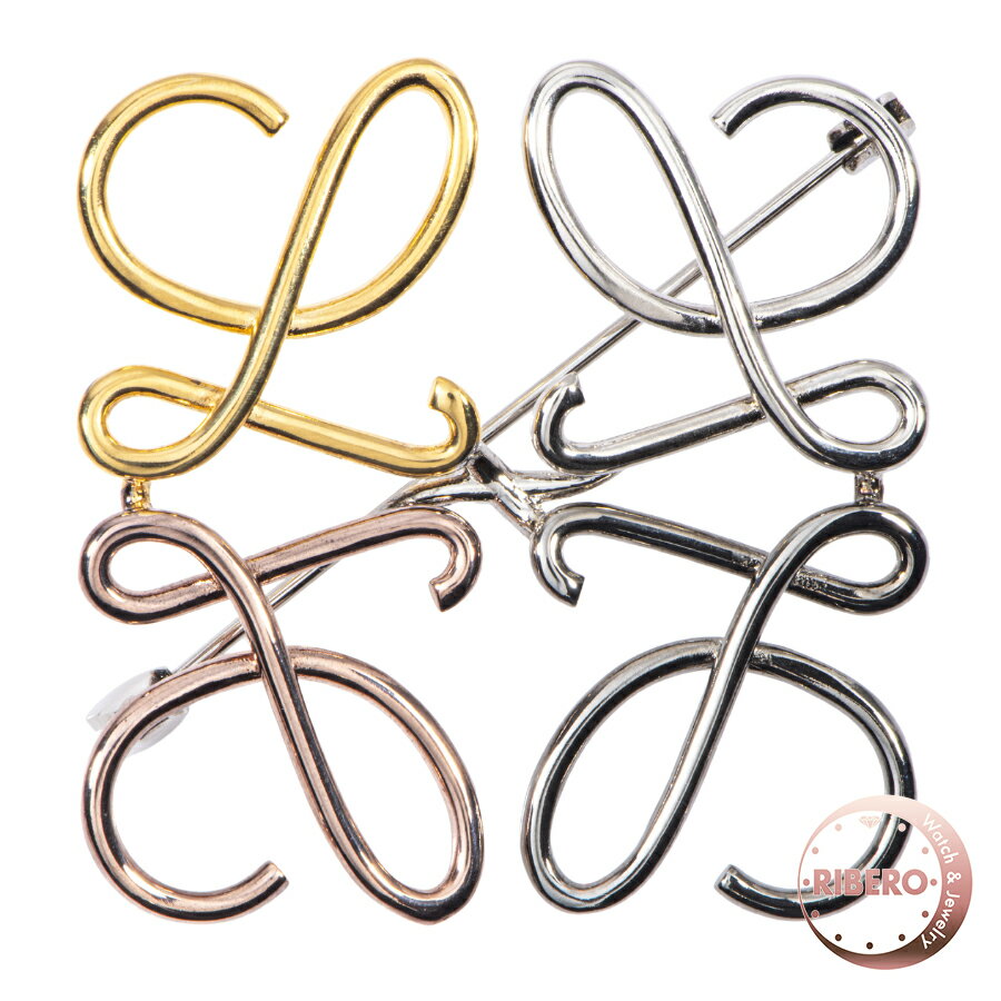 LOEWE ロエベ アナグラム J000245X10 ブローチ ゴールド シルバー【中古】
