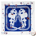 HERMES エルメス カレ90 Brides Fleuries ブリッド・フルリ 003099S スカーフ Brides de Gala ホワイト ブルー【中古】(4)