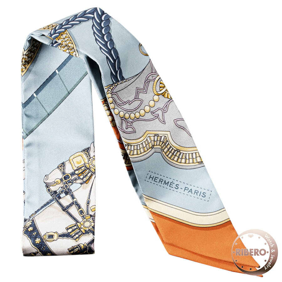 【未使用】HERMES エルメス Grand Apara グラン アパラ 061364S 01 ツイリー スカーフ 2024AW ブルー オレンジ【中古】のサムネイル