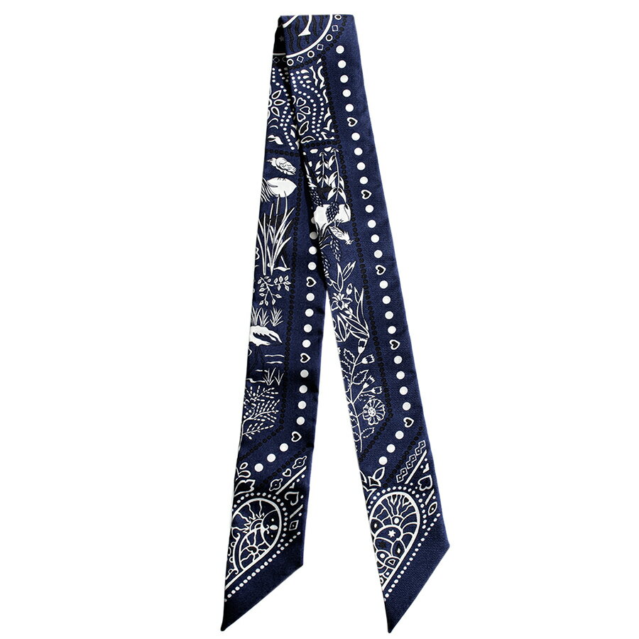 HERMES エルメス Entre Ciel et mer Bandana 空と海の間 バンダナ 063017S 01 ツイリー 2018AW スカーフ ネイビー ホワイト【中古】