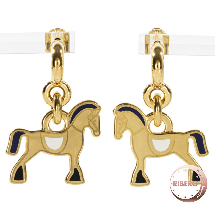 樂天商城 - HERMES エルメス シュヴァル グランド バラード ピアス 馬 ゴールド ブラック【中古】