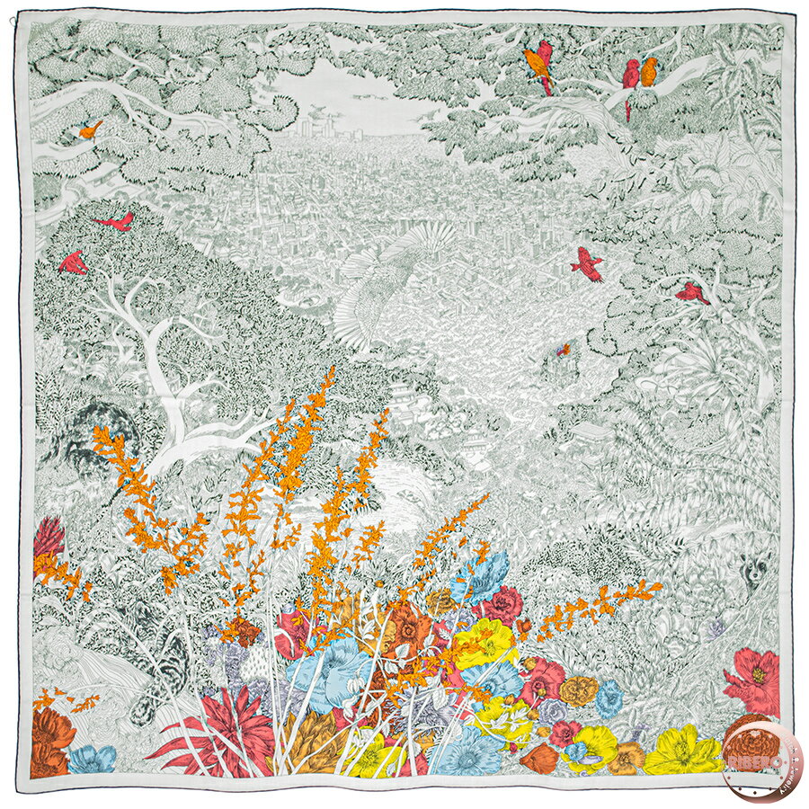 【未使用】HERMES エルメス スカーフ カレ140 カレジェアン Retour a la Nature 自然回帰 243854S 08 ストール ショール 2023SS カシミ..