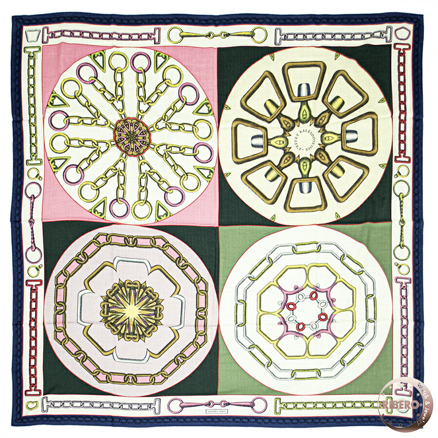 Rakuten - 【楽天スーパーSALE】【未使用】HERMES エルメス スカーフ カレ140 カレジェアン Effet Kaleidoscope カレイドスコープ エフェクト 243800S 05 ショール ストール 2024AW カシミヤ シルク ベージュ マルチカラー【中古】
