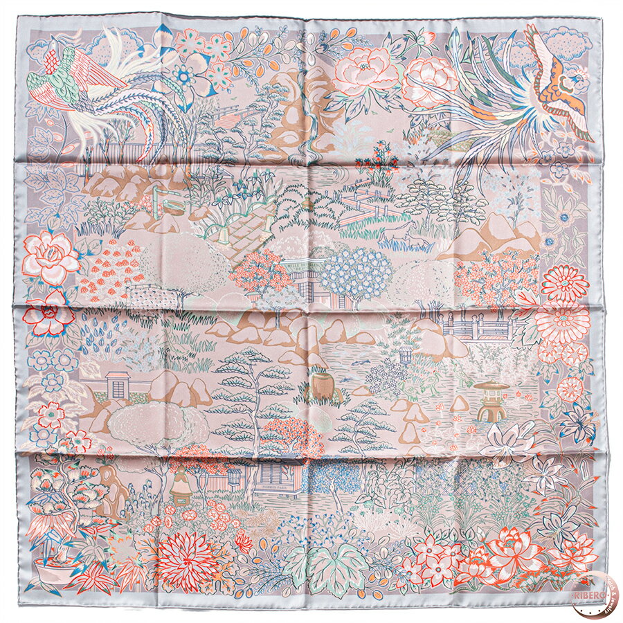乐天商城 - 【未使用】HERMES エルメス スカーフ カレ90 Mille Feuilles de Soie ミルフィーユ・ドゥ・ソワ 904126S 01 シルク グレー マルチカラー【中古】