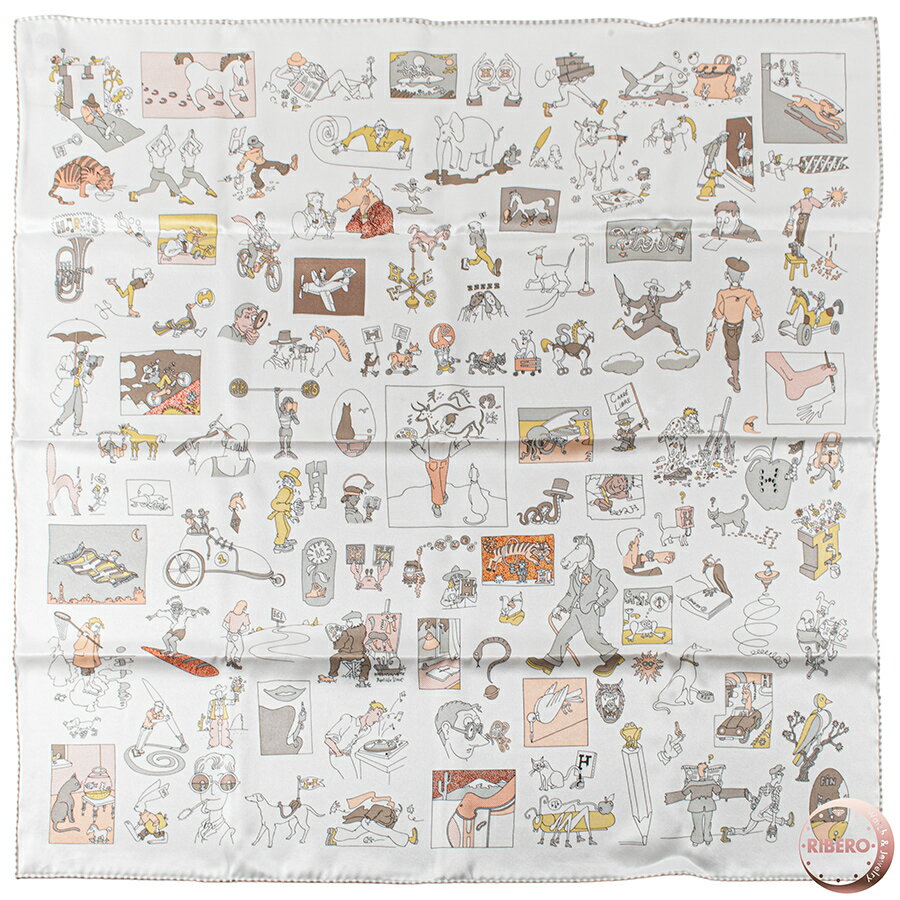 【未使用】HERMES エルメス カレ70 Carre Libre カレ リブレ 984212S 12 スカーフ ホワイト グレー【中古】のサムネイル