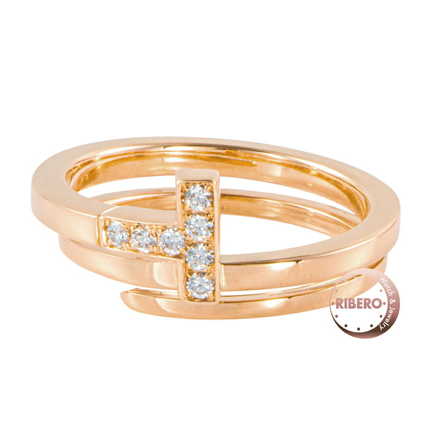 TIFFANY&Co. ティファニー T スクエア ラップ リング・指輪 15号 ピンク ゴールド【中古】