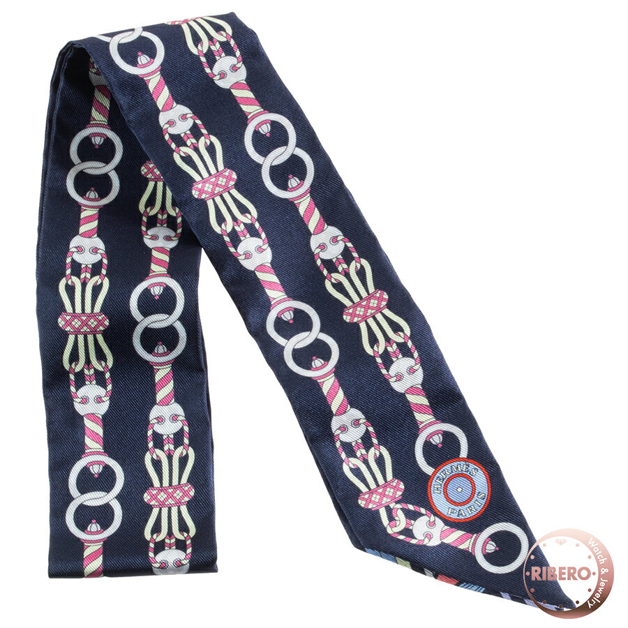 HERMES エルメス Harnais en Rosace ハーネスの薔薇窓 063853S 07 ツイリー 2022AW スカーフ ネイビー ..