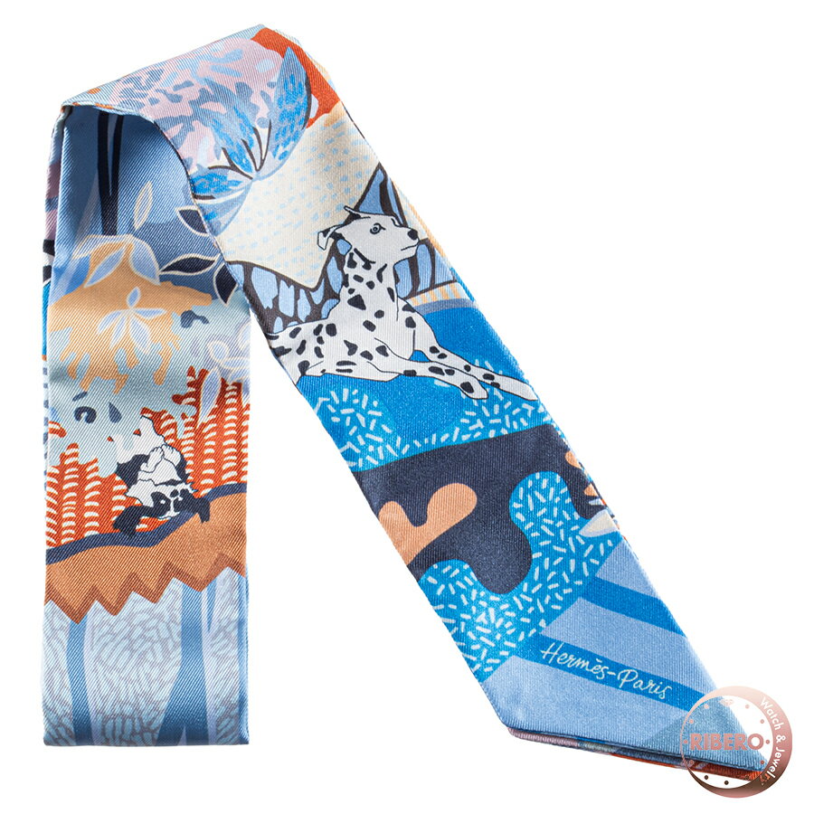 【未使用】HERMES エルメス En Liberte アン リベルテ 自由に 063911S 04 ツイリー スカーフ　 ブルー ..