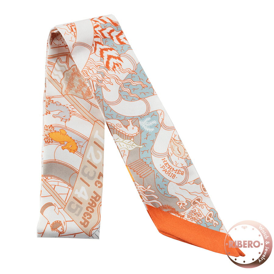 HERMES エルメス Splash Park スプラッシュパーク 063806S 02 ツイリー スカーフ 2024SS ホワイト オレ..