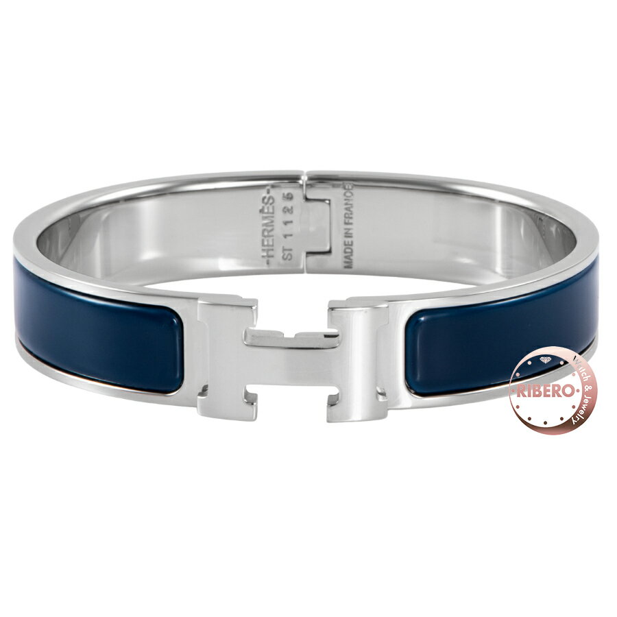 Rakuten - HERMES エルメス エナメルブレスレット クリックH バングル シルバー ネイビー【中古】