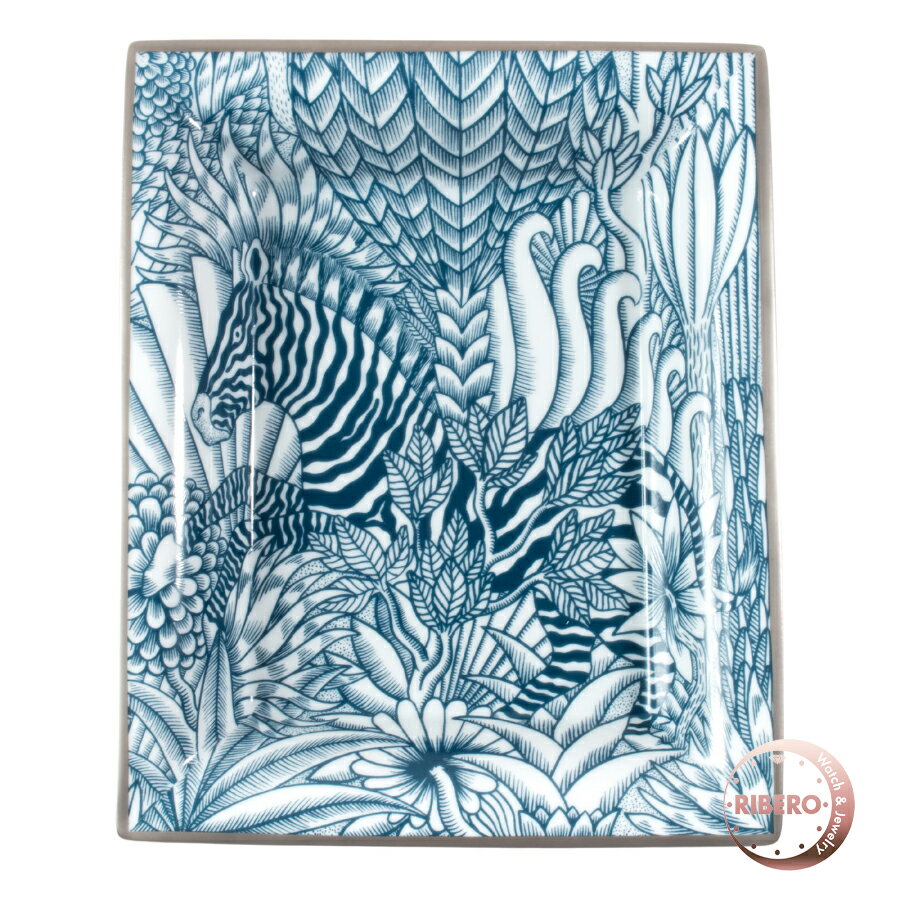 樂天商城 - 【未使用】HERMES エルメス ヴィド・ポッシュ シマウマのカモフラージュ H314121M 01 小物トレー ヤン・バイトリク 磁器 ブルー【中古】
